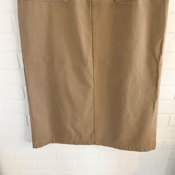 Vintage Y2K Maxi Sirt Cargo Column Cotton Minimalist Pockets Tan Beige Sz 10 - Picture 4 of 15